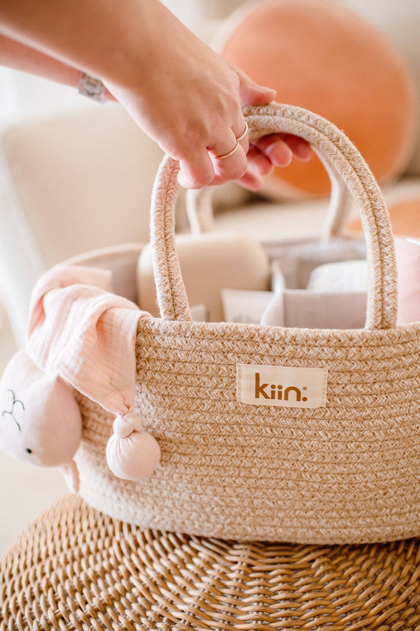 Cotton Rope Nappy Caddy Organiser