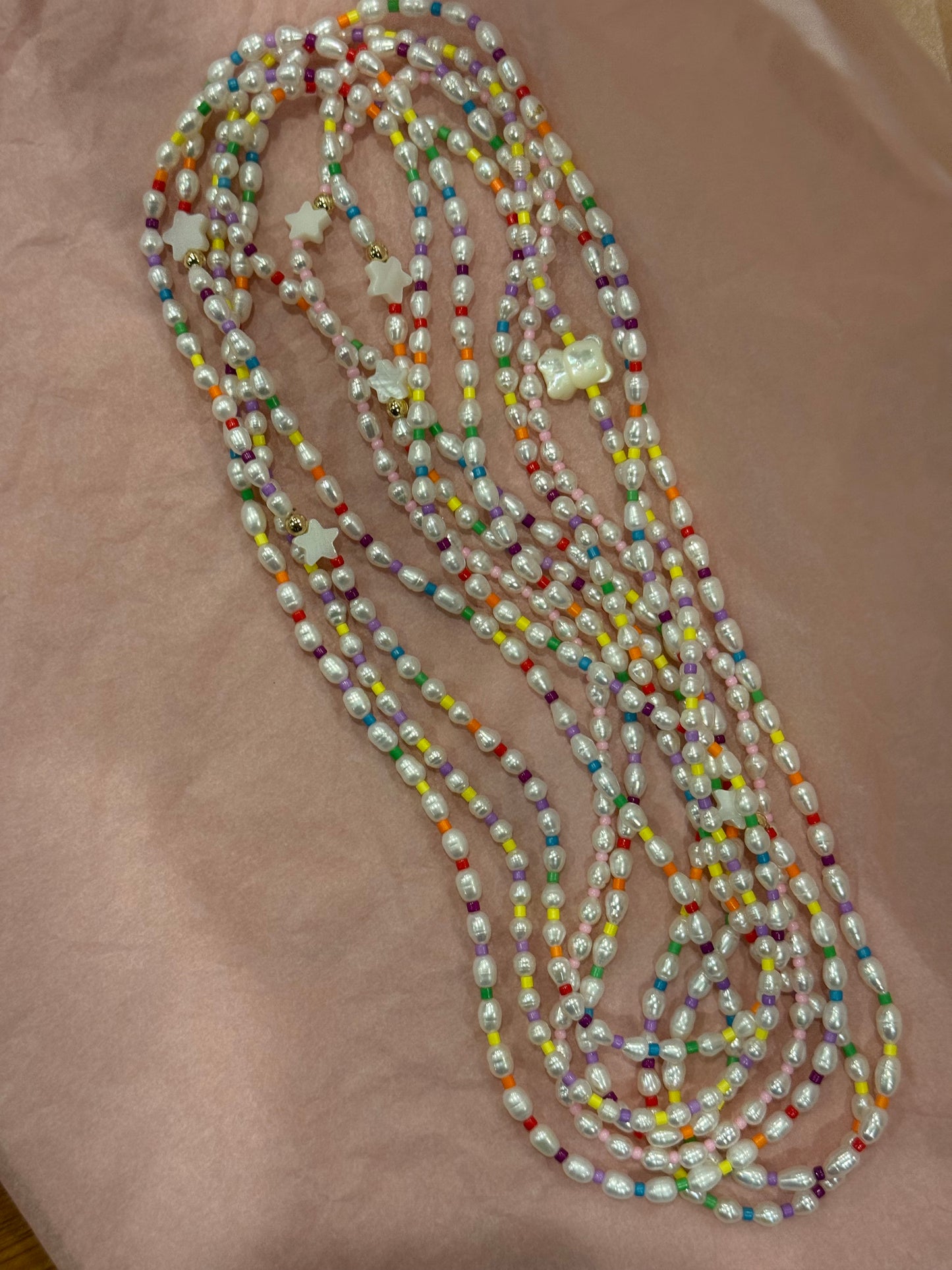 Candy Pearl Necklaces With Charm | Stretch Cord