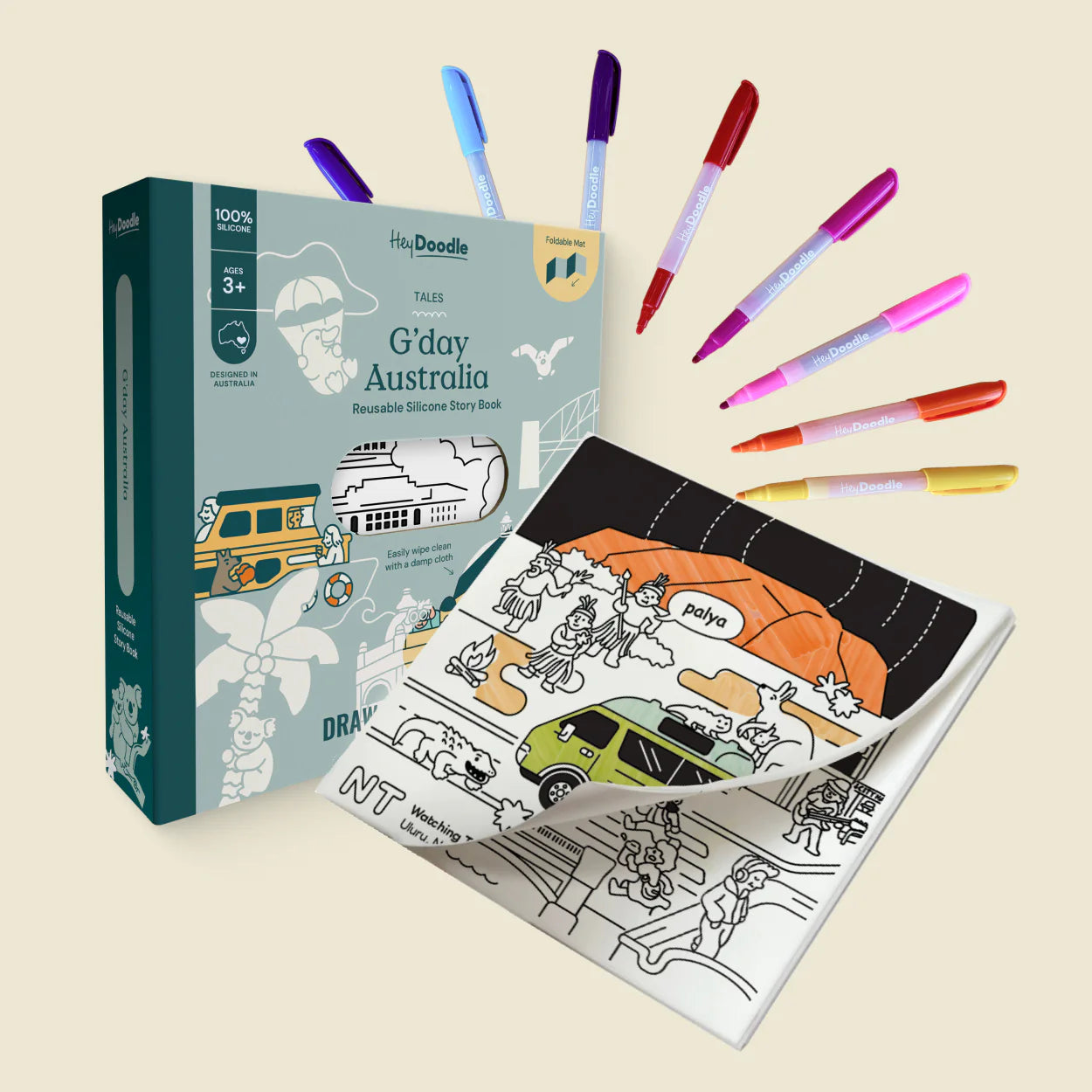 Hey Doodle G’day Australia Reusable Silicon Story Book