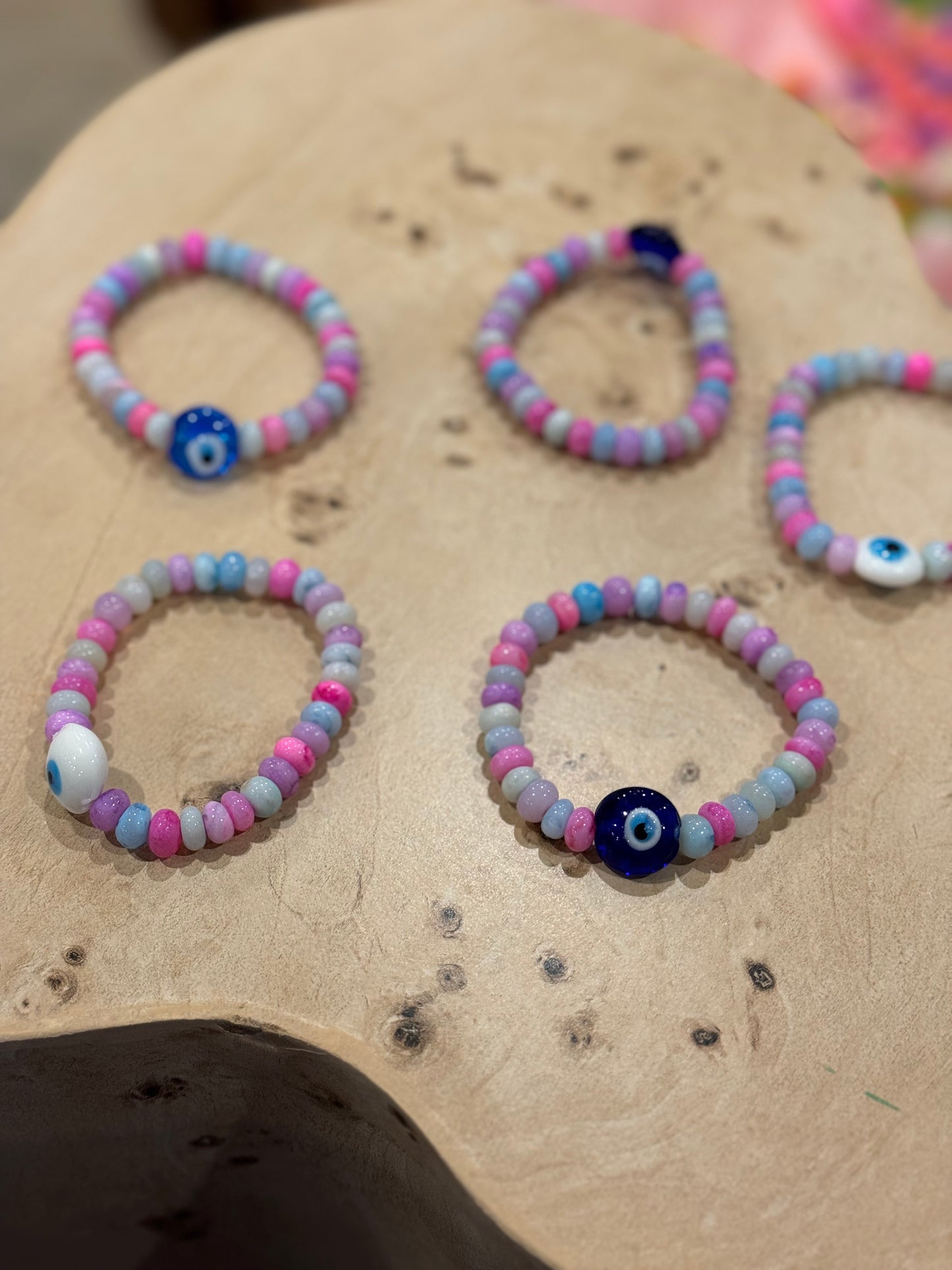 Candy Opal glass Bead + Evil eye Bracelet