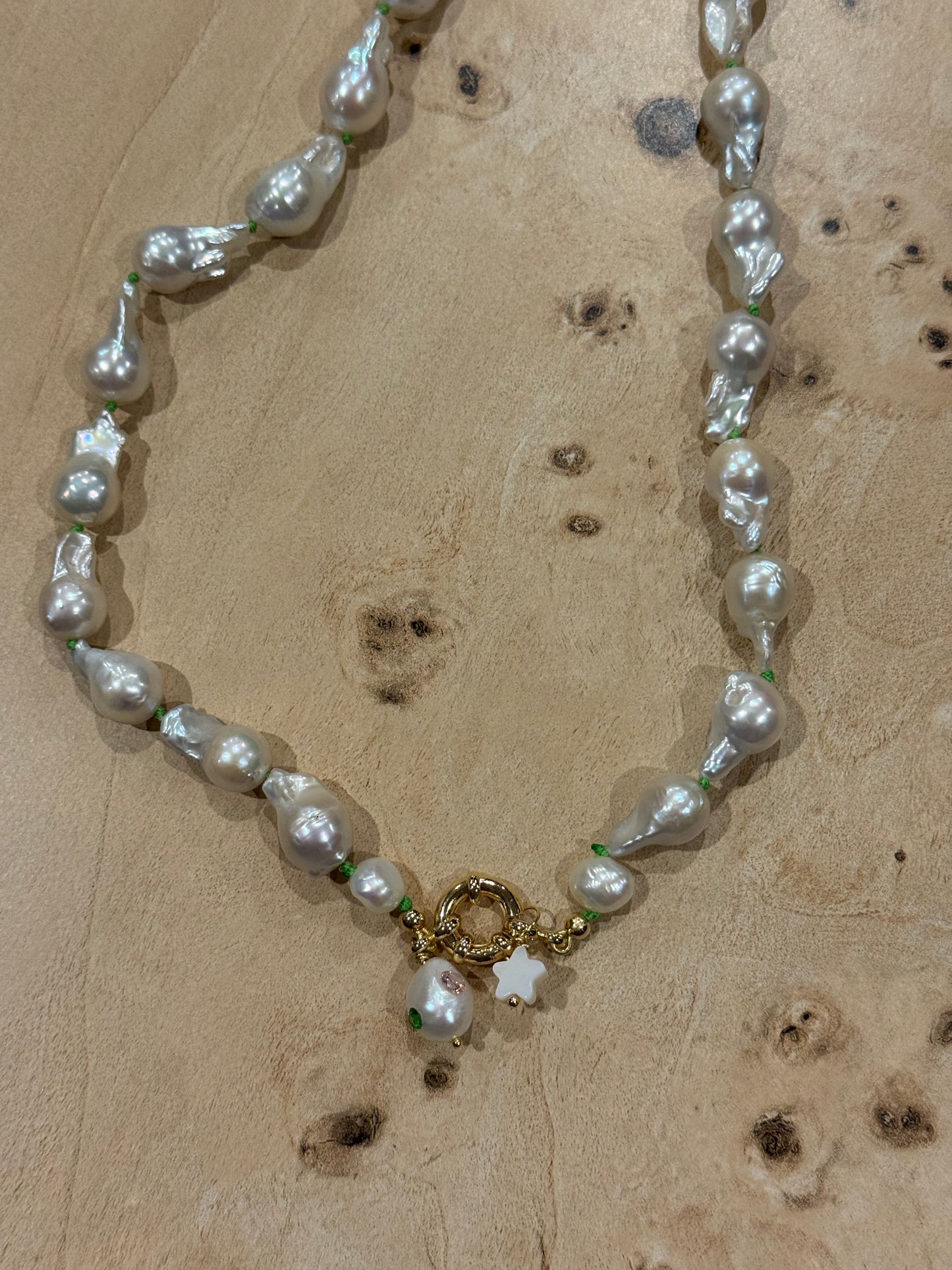 Baroque Pearl Necklace + Neon Knots + Charms | 45cm