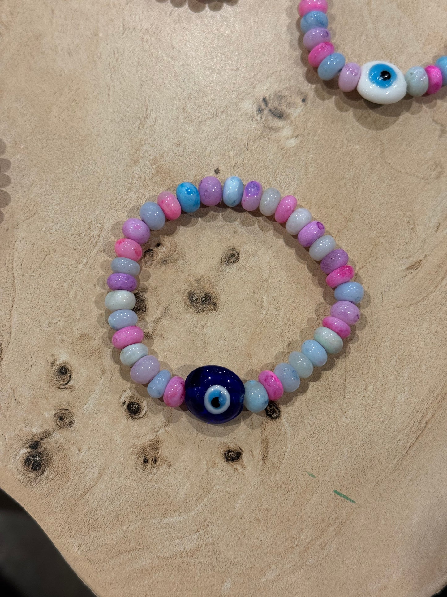 Candy Opal glass Bead + Evil eye Bracelet