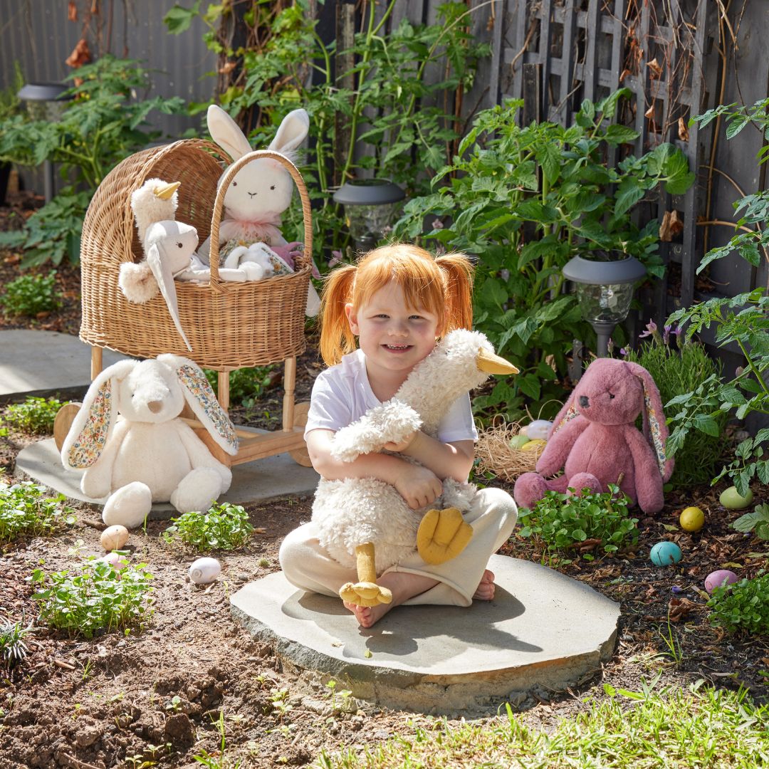 Jiggle & Giggle Floral White bunny Medium
