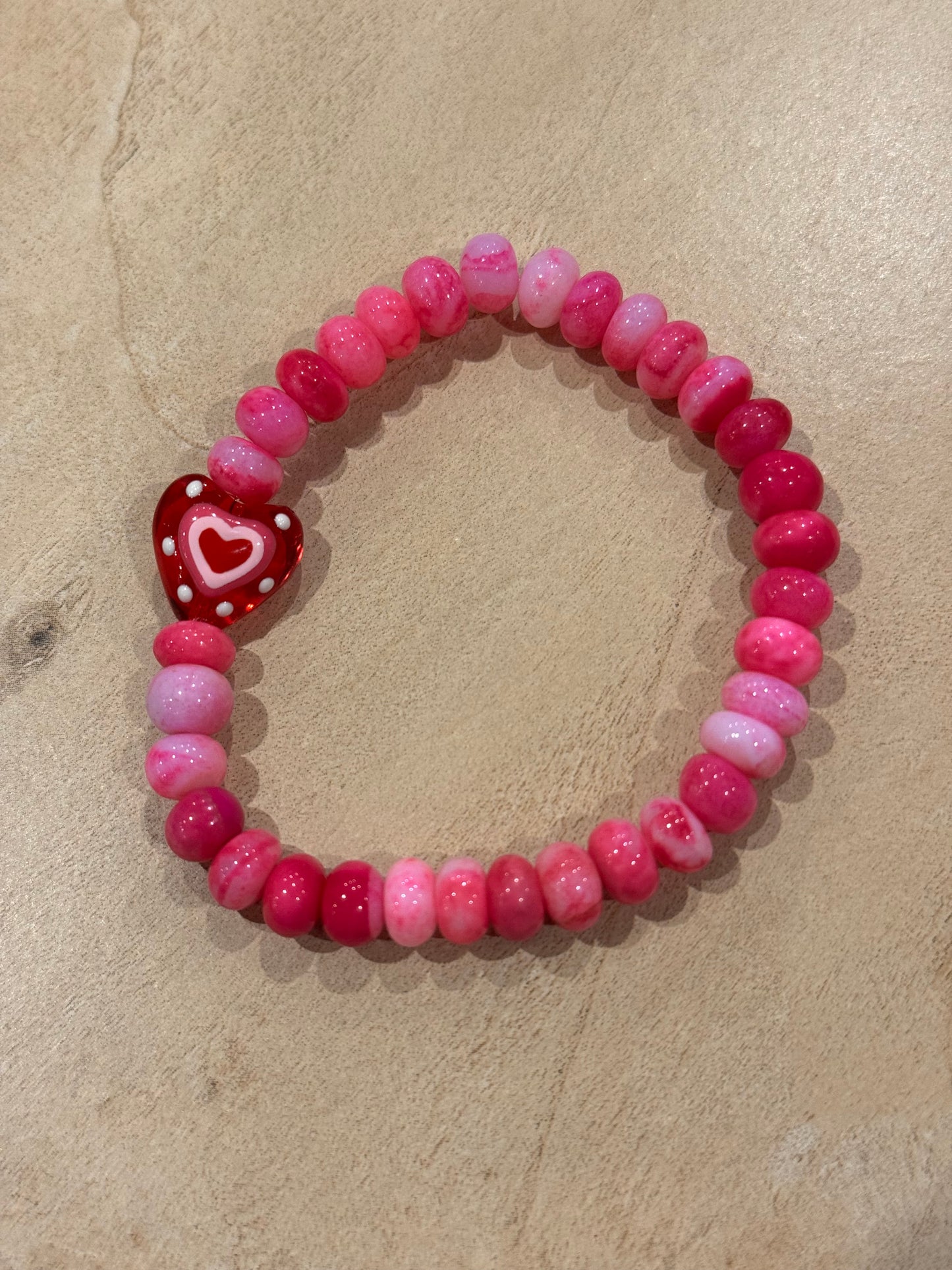 Pink Candy Love Heart Bracelet