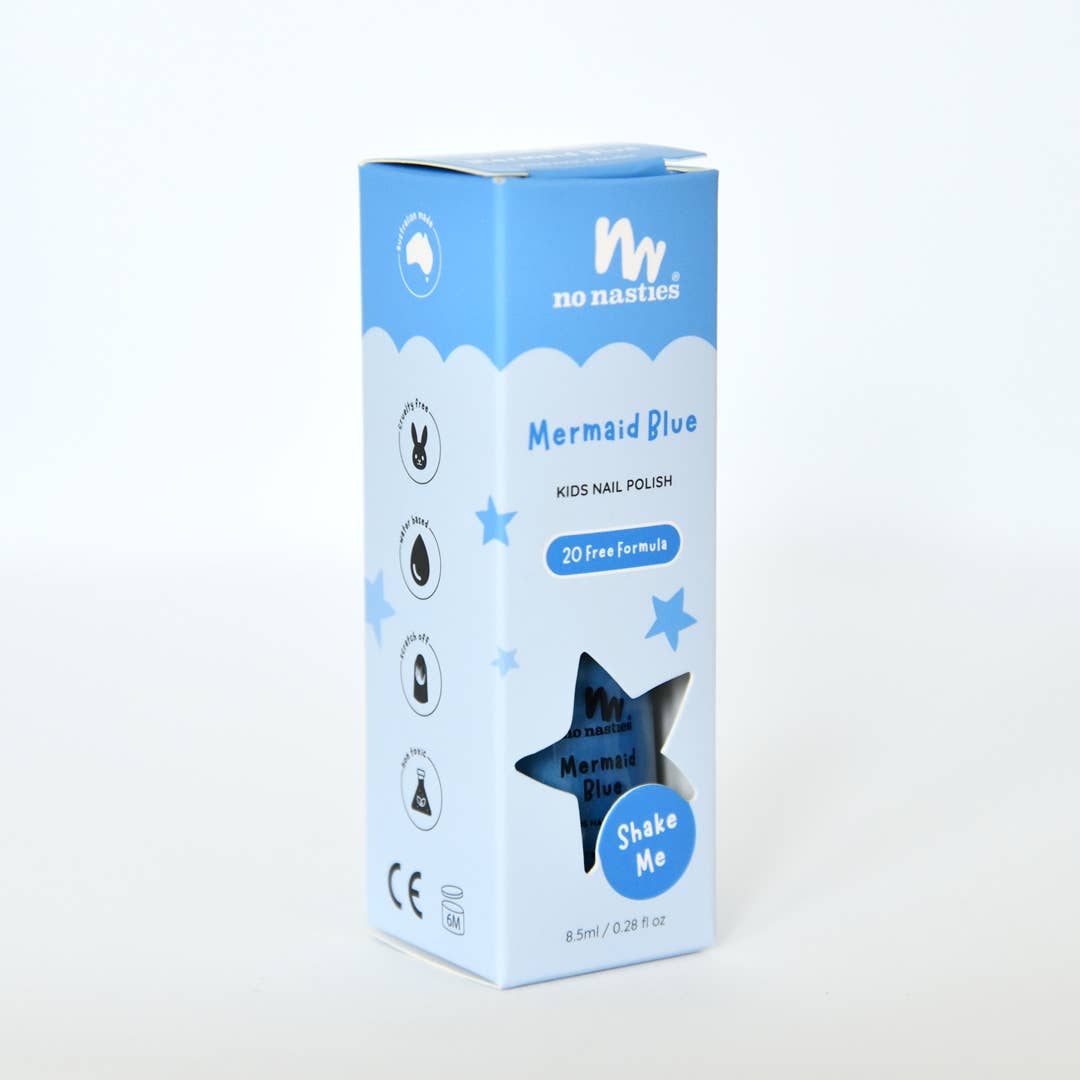No Nasties Mermaid Blue Water-Based Nail Polish for Kids