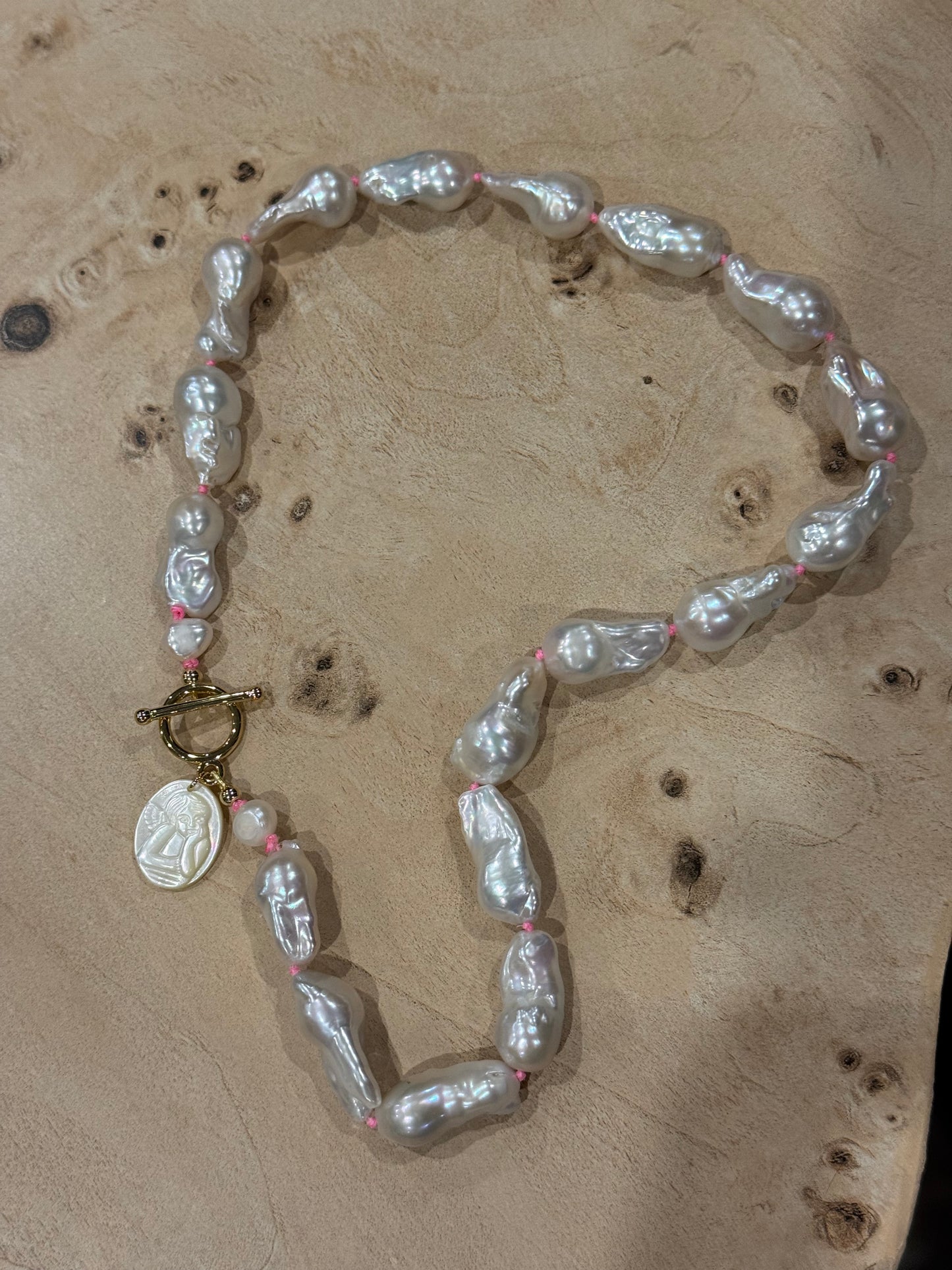 Baroque Pearl Necklace + Neon Knots + Charms | 45cm