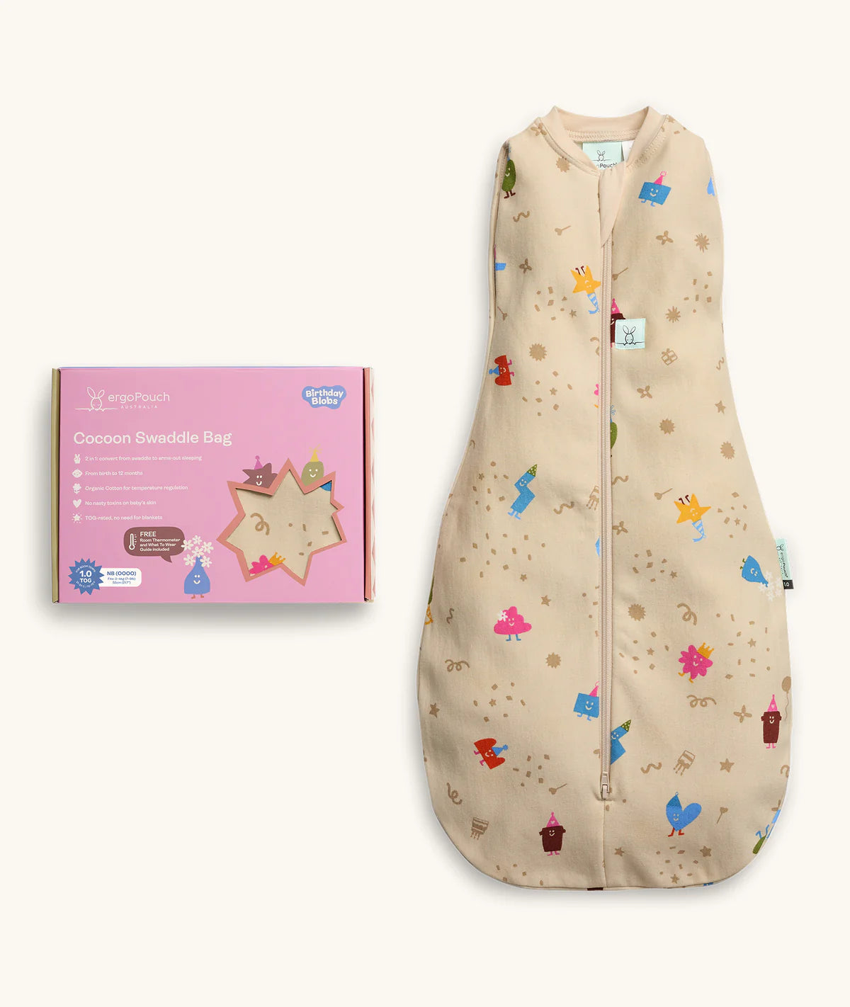 Cocoon Swaddle bag 1.0 TOG | Birthday blobs