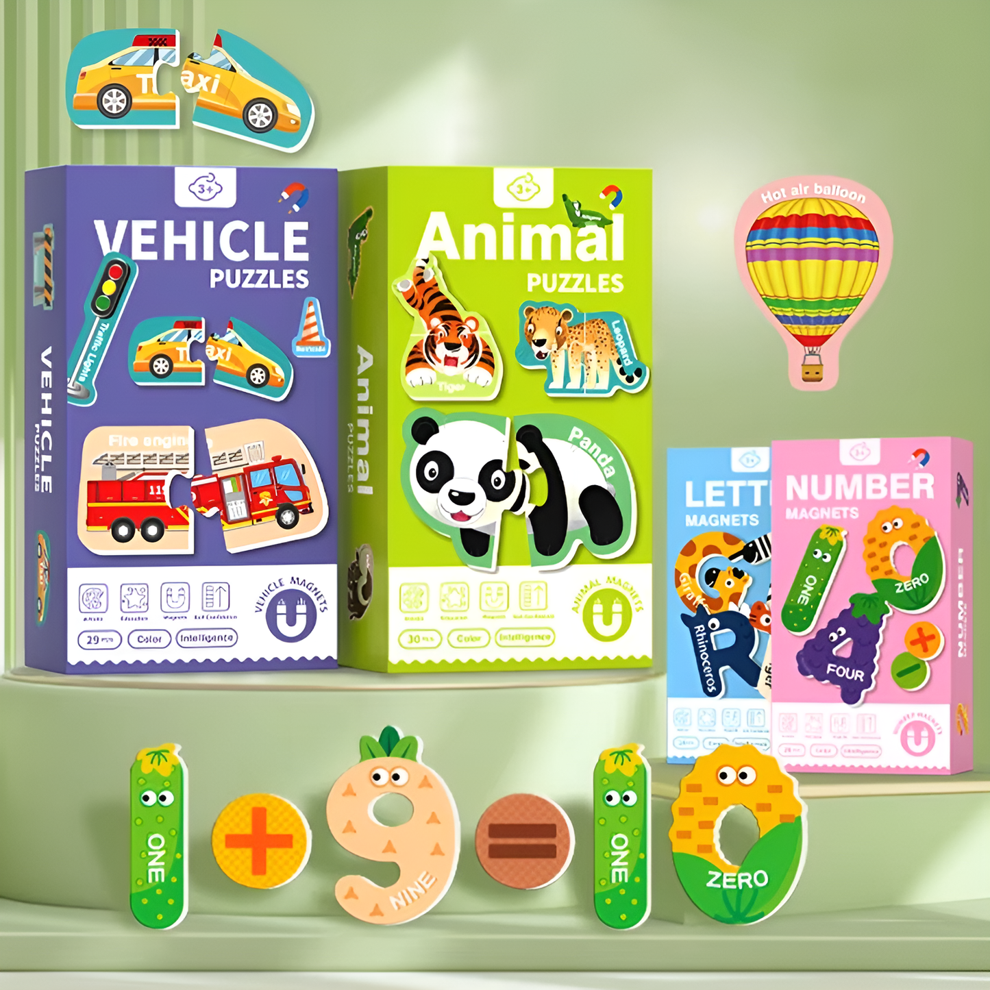 Magnets - Letters, numbers, animals puzzle, vehicle puzzle