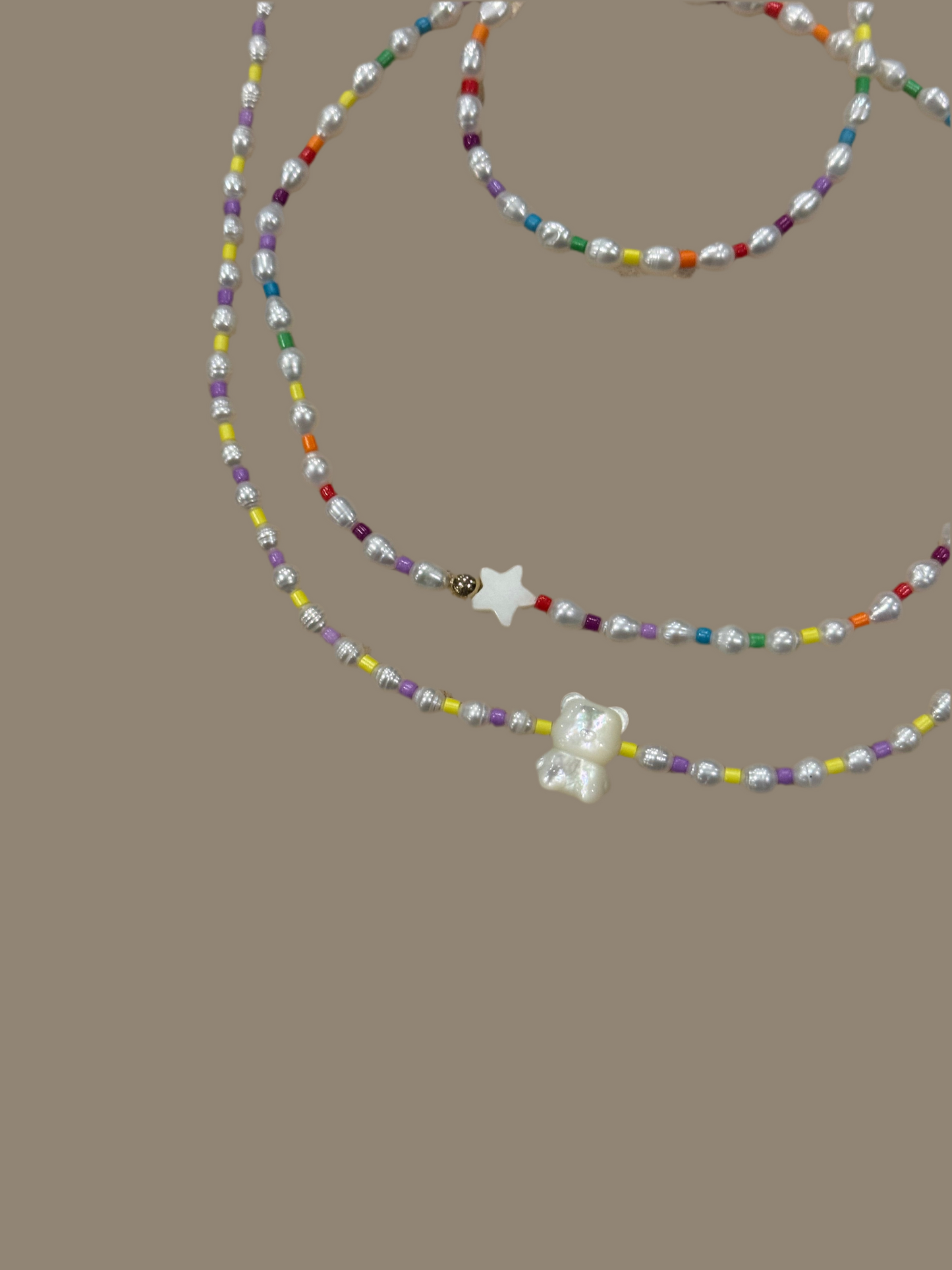 Candy Pearl Necklaces With Charm | Stretch Cord
