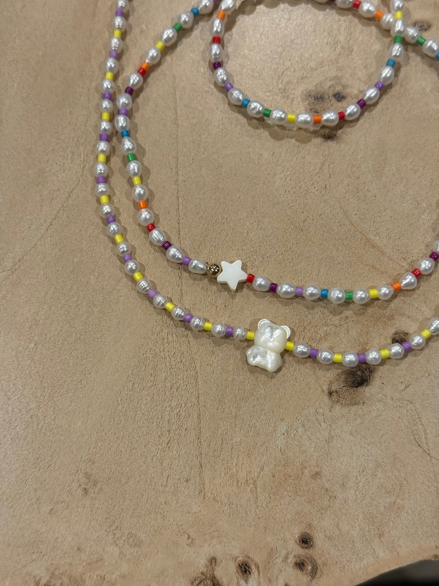 Candy Pearl Necklaces With Charm | Stretch Cord