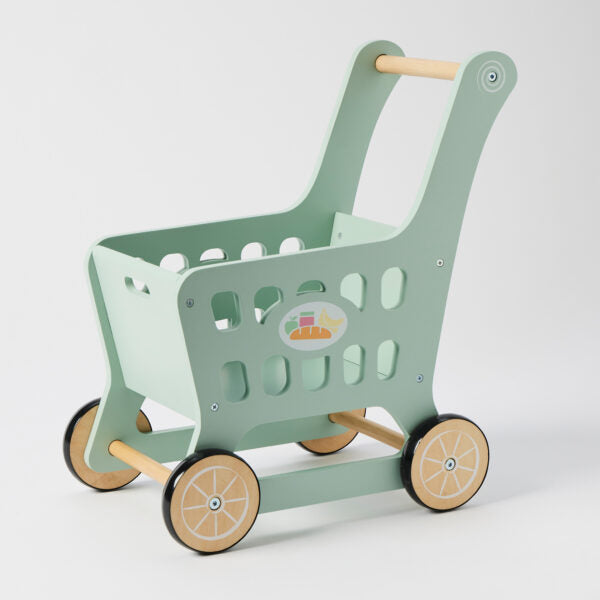 Wooden shopping trolley