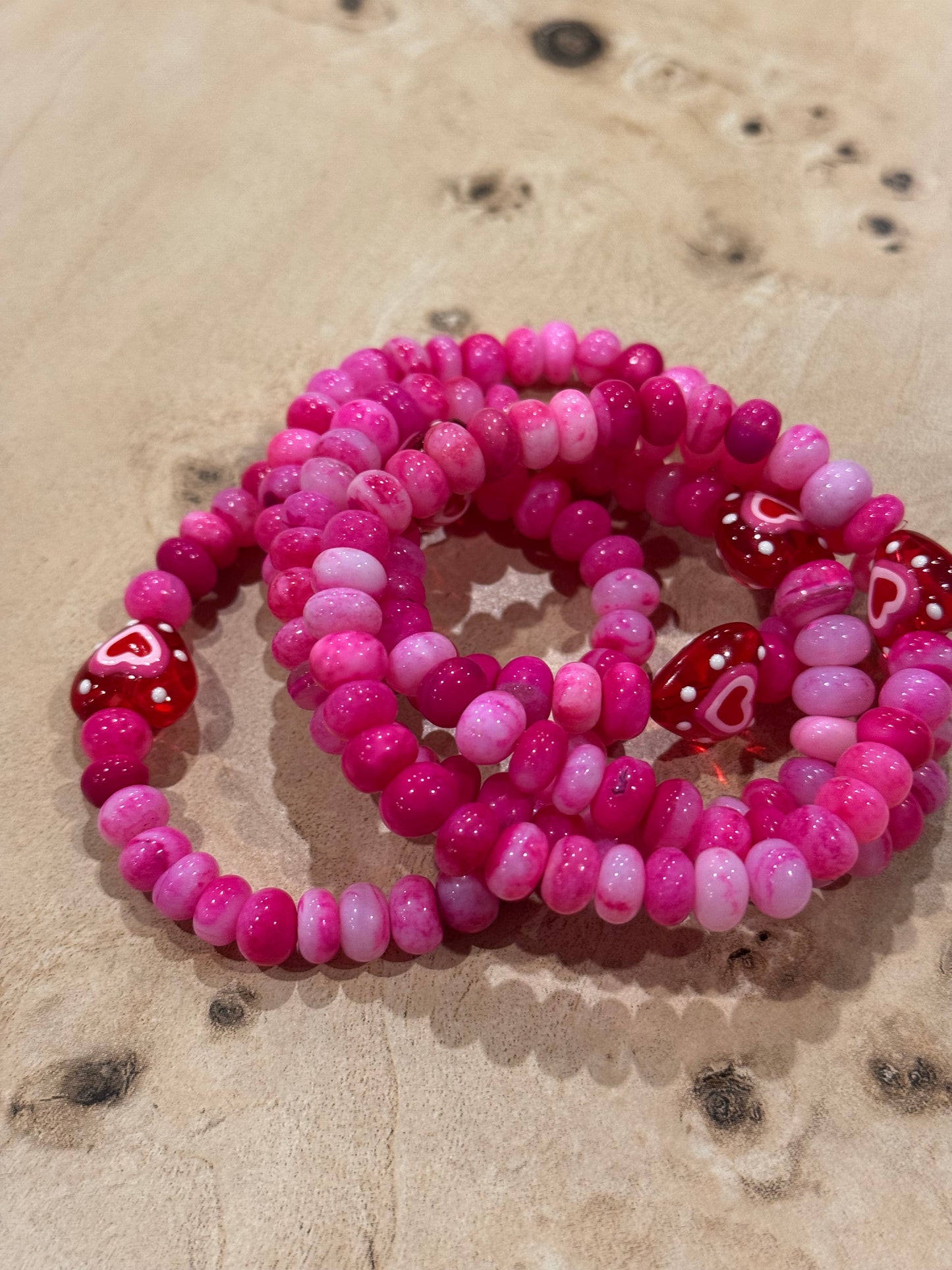 Pink Candy Love Heart Bracelet