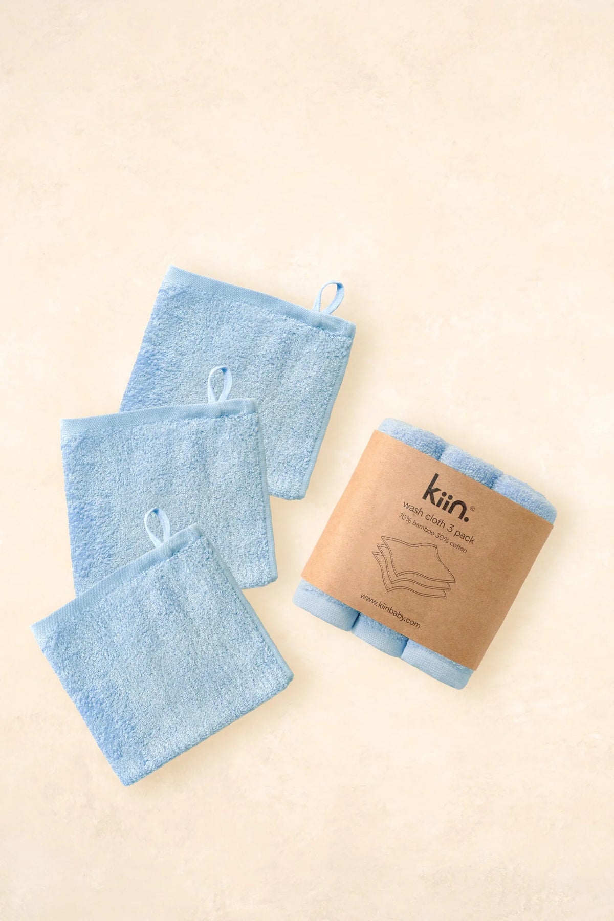 Kiin Wash Cloths 3 Pack Sky Blue