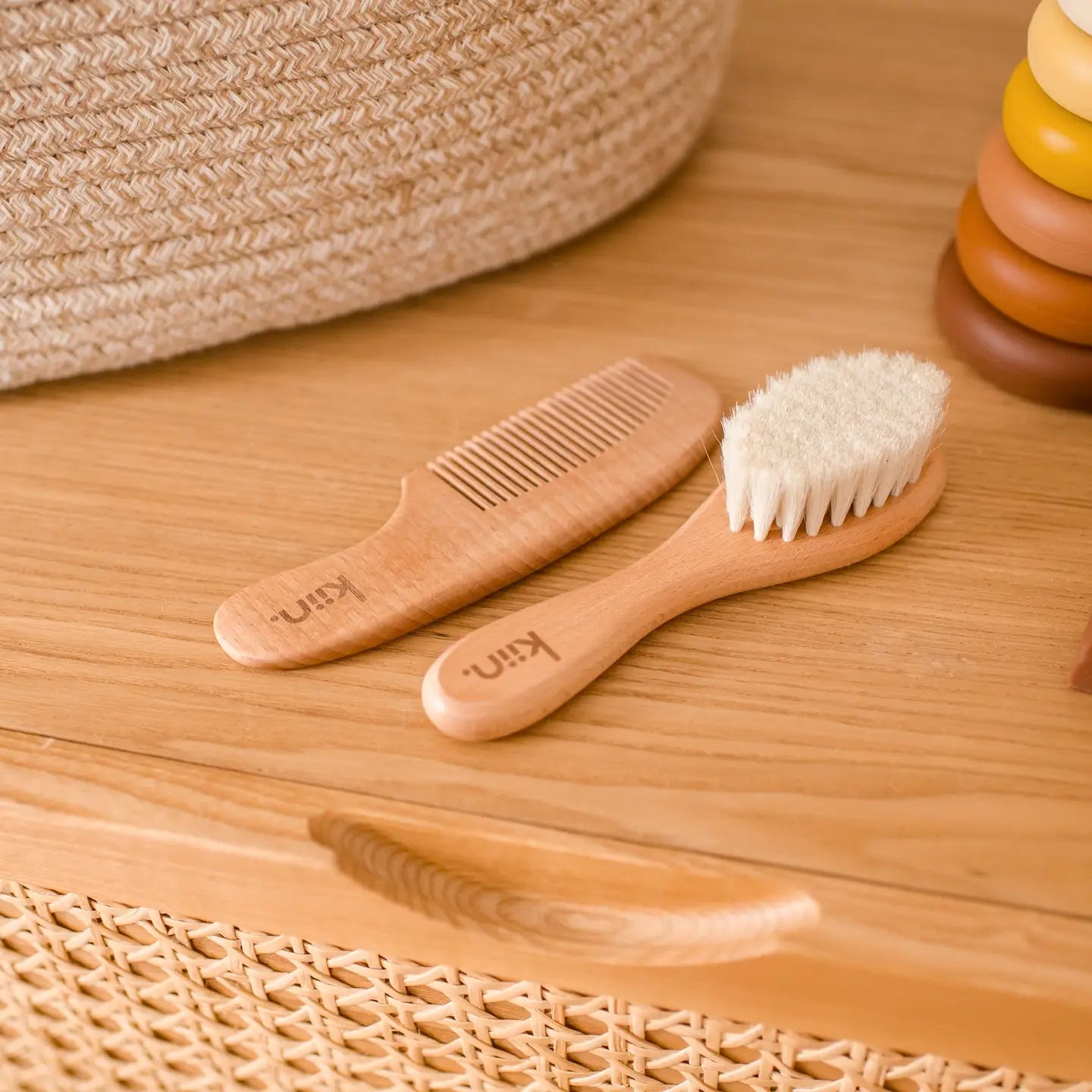 Kiin Wooden Baby Brush + Comb Set