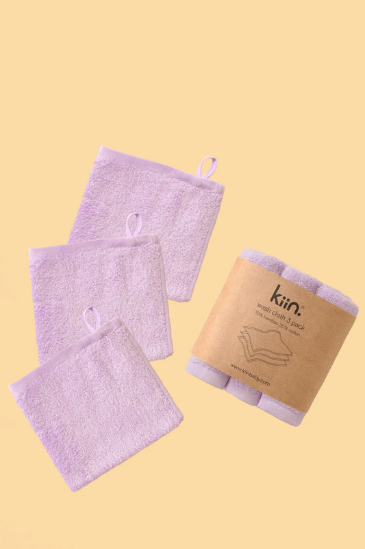 Kiin Wash Cloths 3 pack Lilac