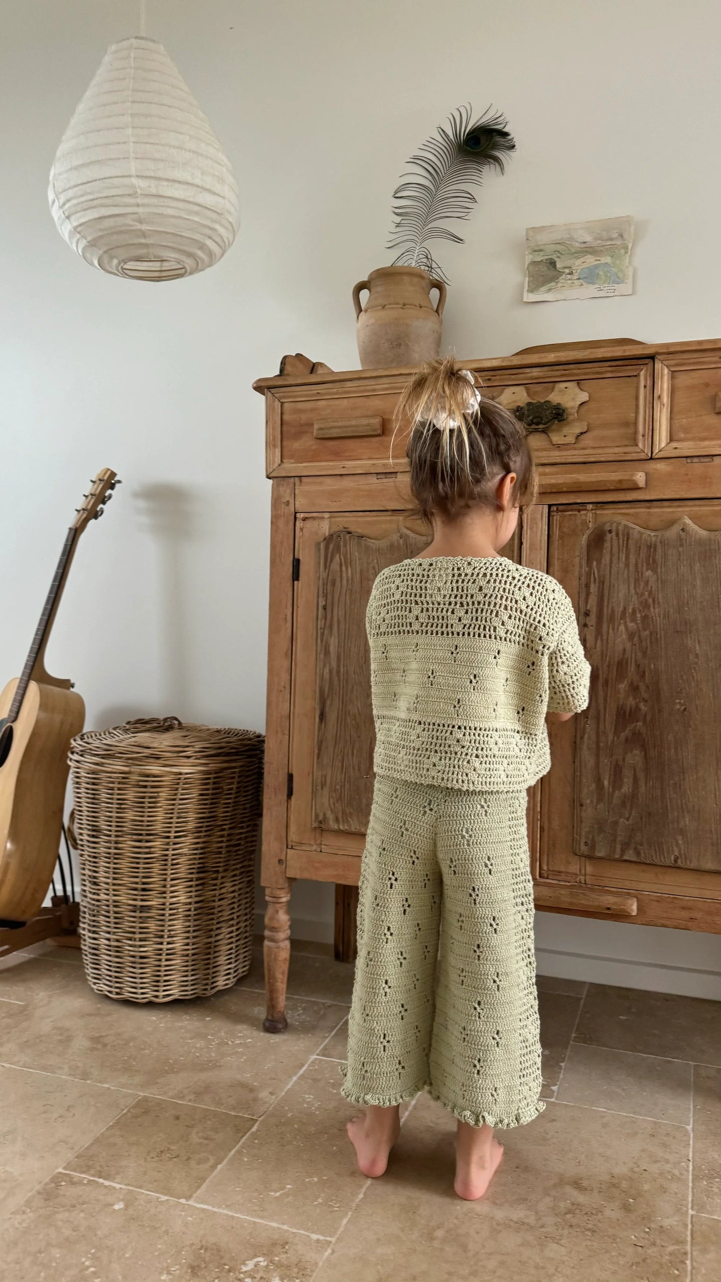 Filet Crochet Pants | Moss