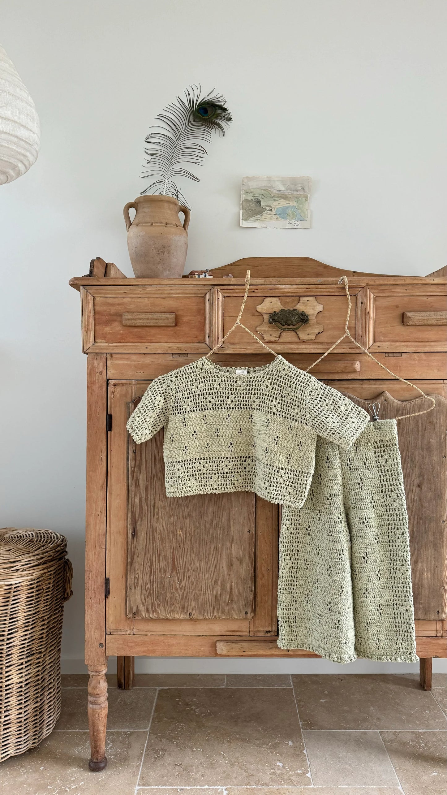 Filet Crochet Pants | Moss