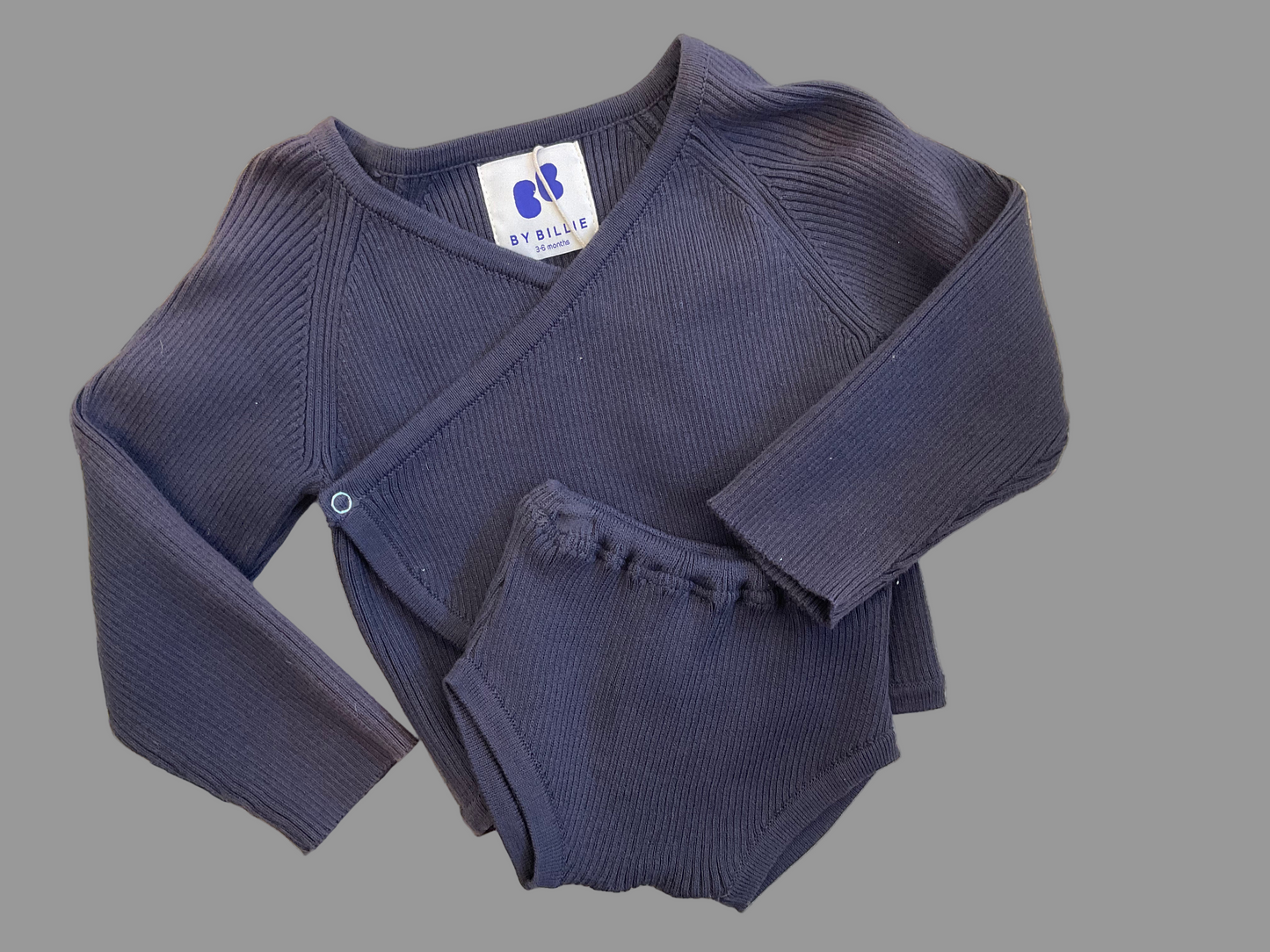 RIB KNIT KIMONO TOP & Bloomer - CHARCOAL