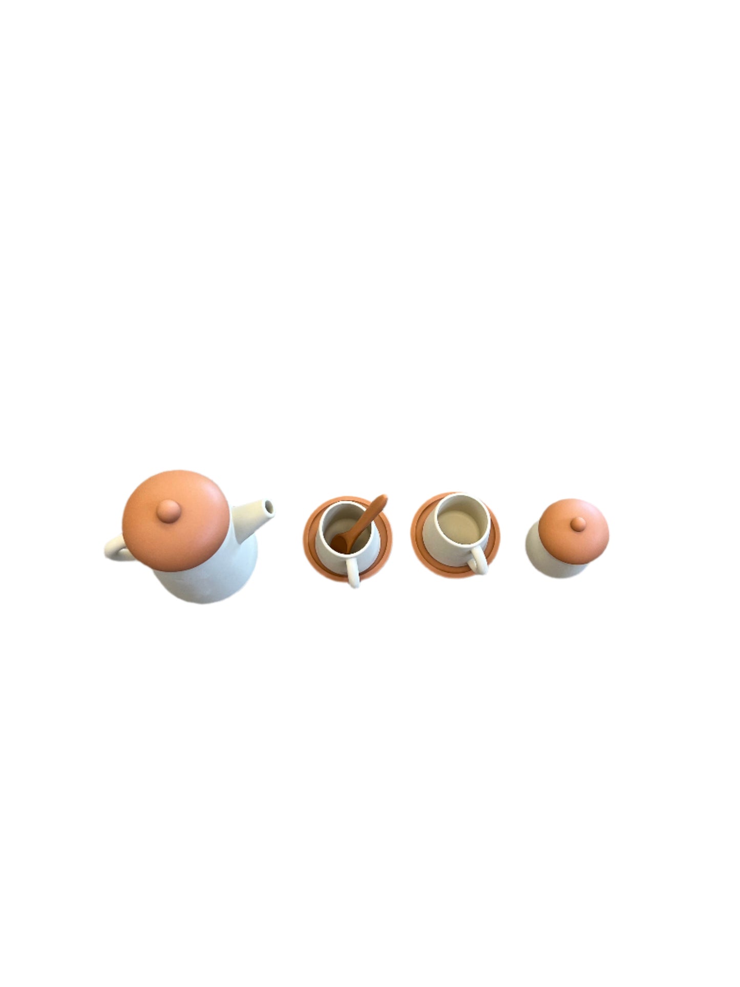 Silicon Tea Set Beige + Terracotta
