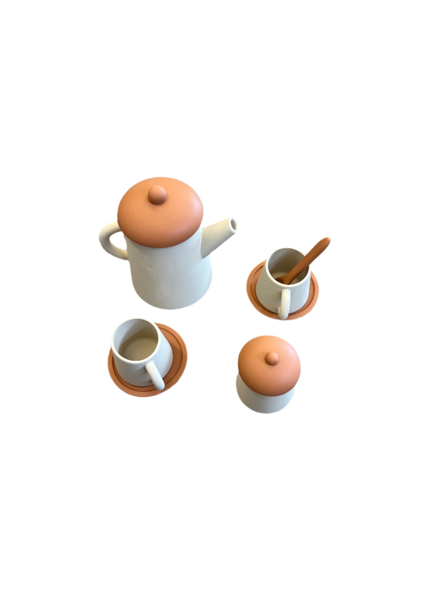 Silicon Tea Set Beige + Terracotta