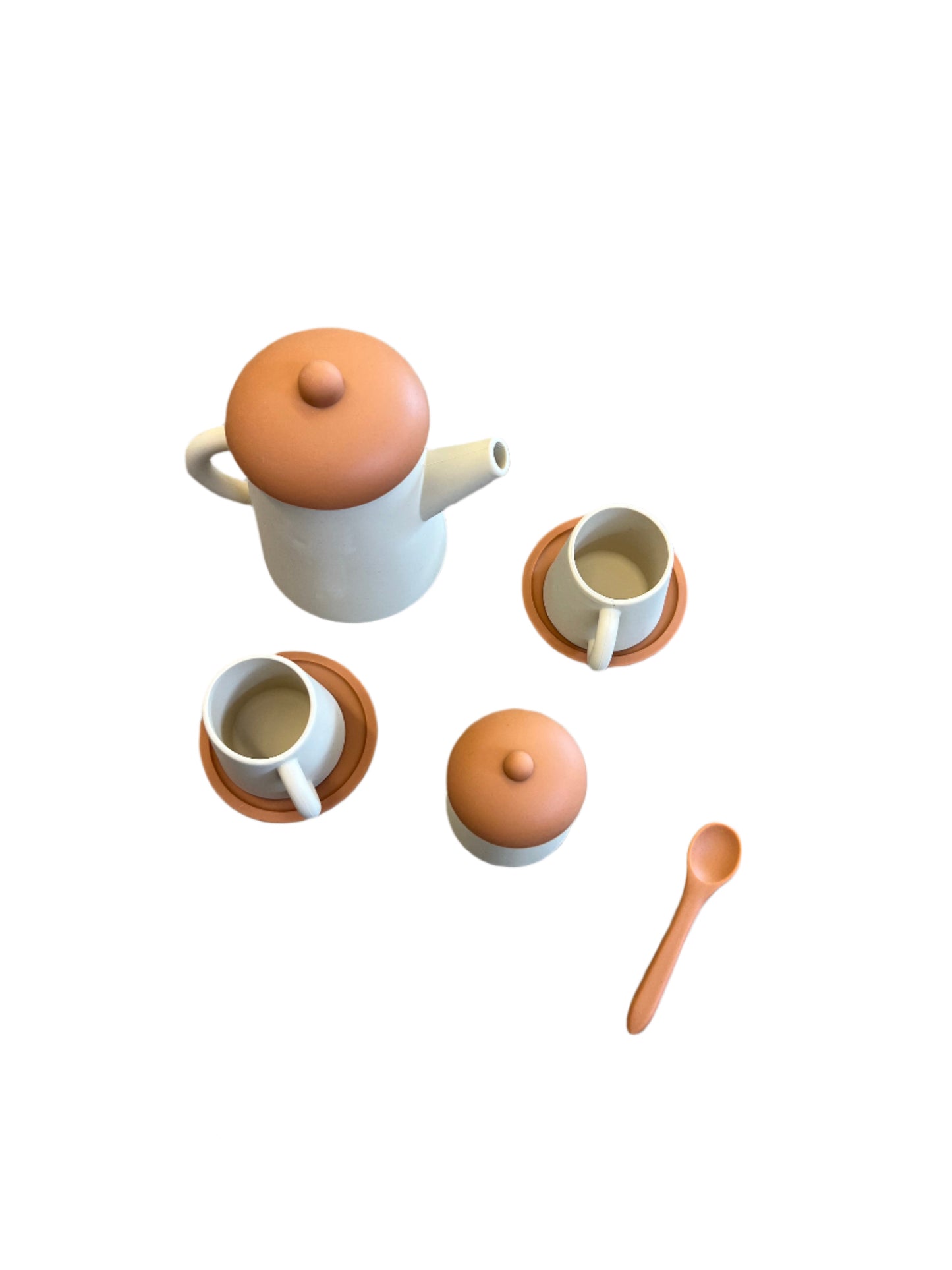 Silicon Tea Set Beige + Terracotta