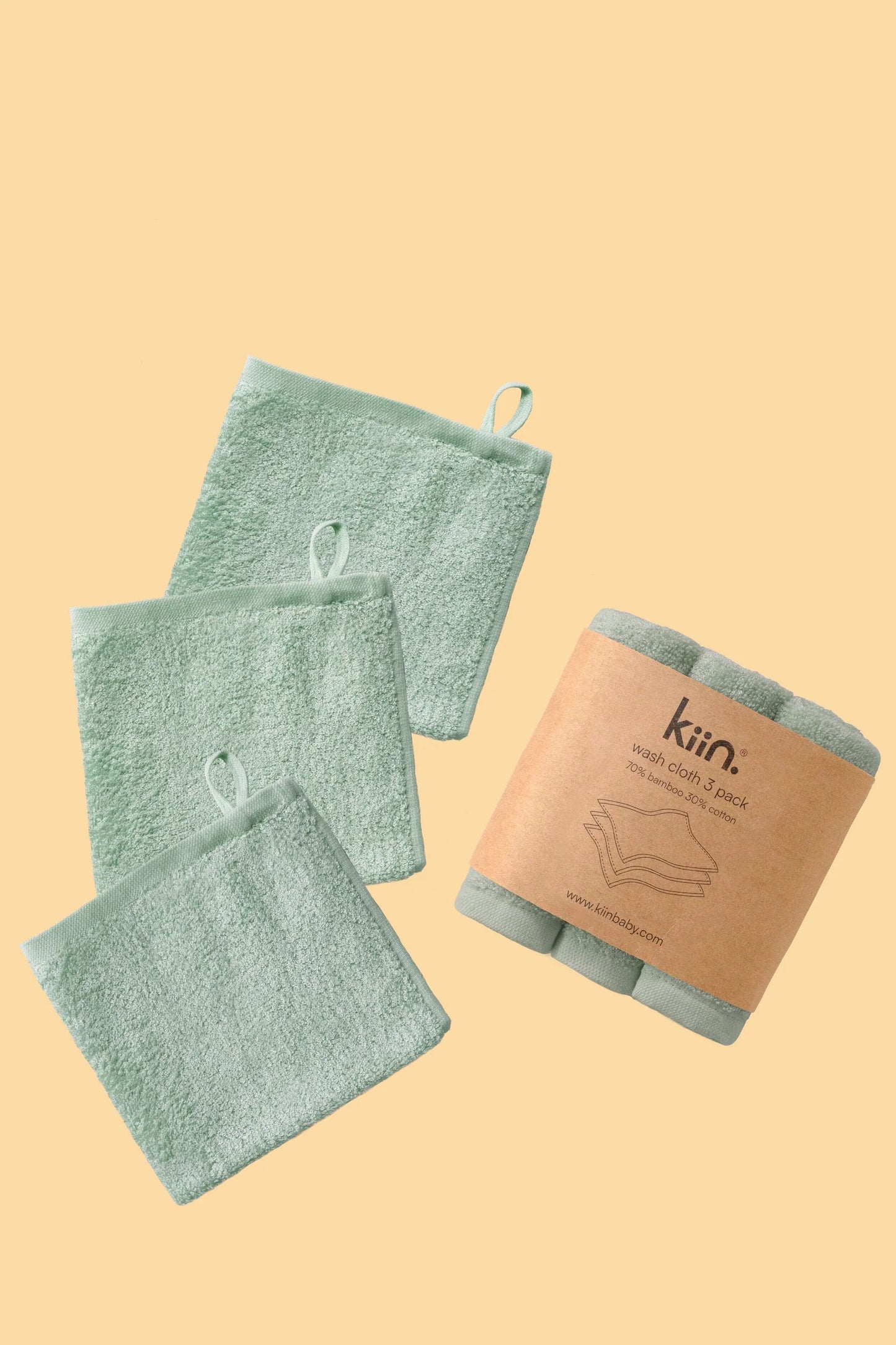 Kiin Wash Cloths 3 Pack Sage