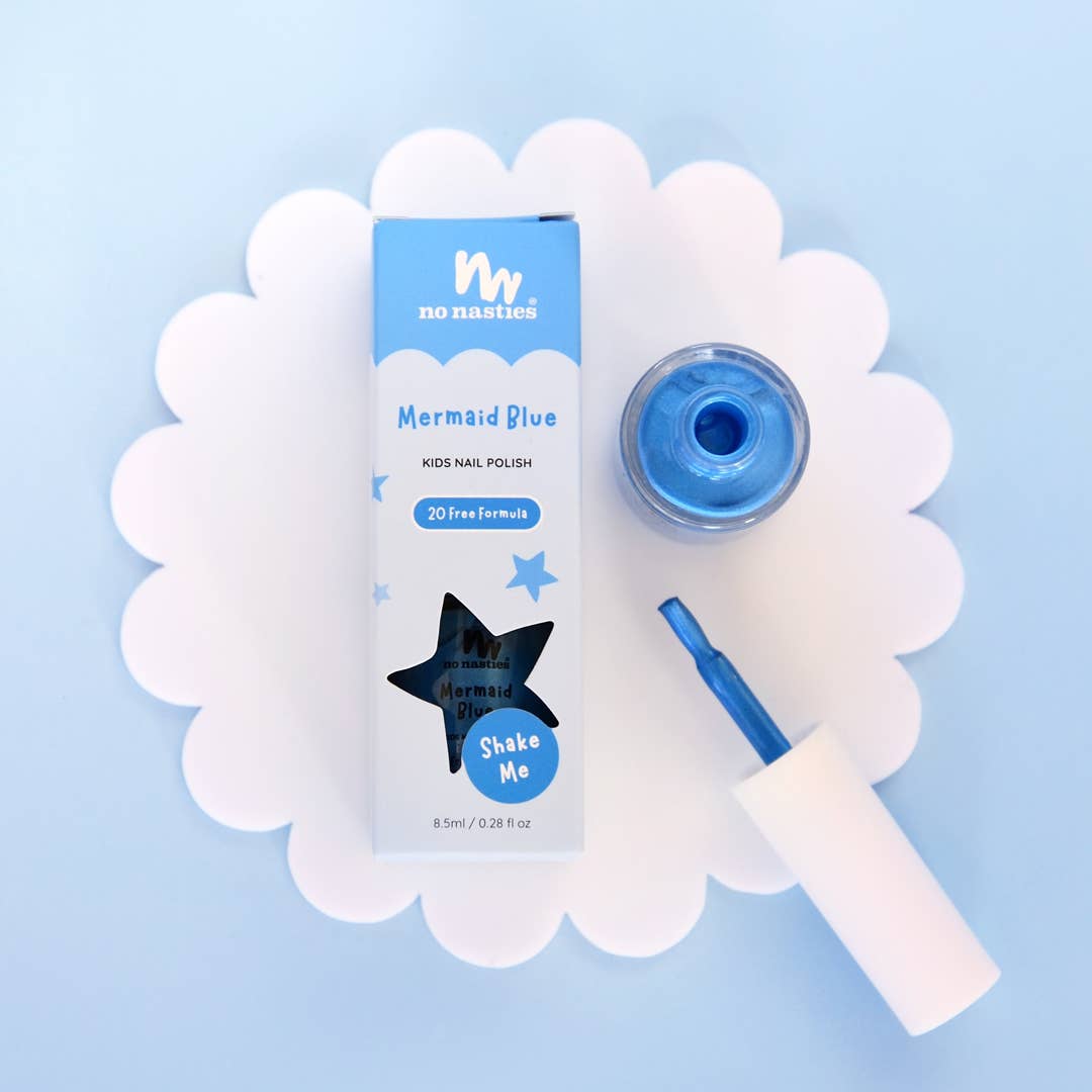 No Nasties Mermaid Blue Water-Based Nail Polish for Kids