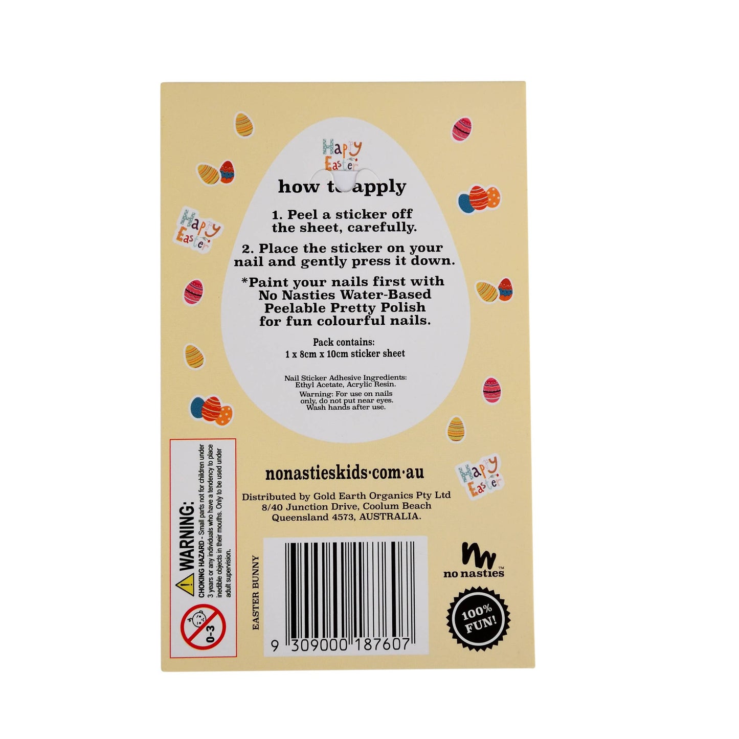 No Nasties Easter Bunny Nail Stickers