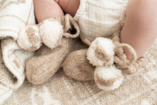 Pom Pom Booties - Latte