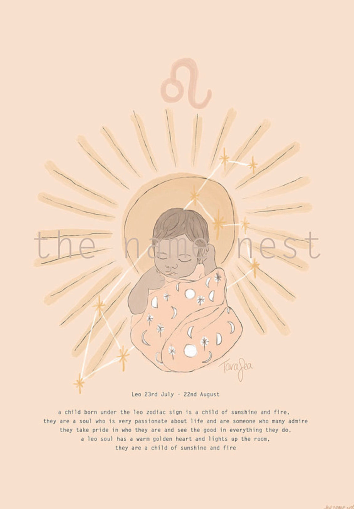 Zodiac baby art print - Leo