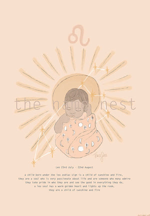 Zodiac baby art print - Leo