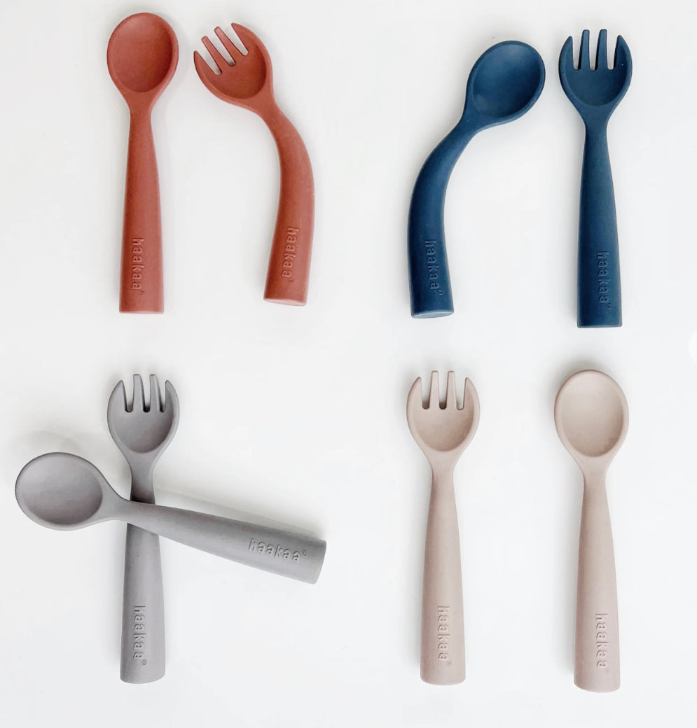 Haakaa bendy silicone cutlery set
