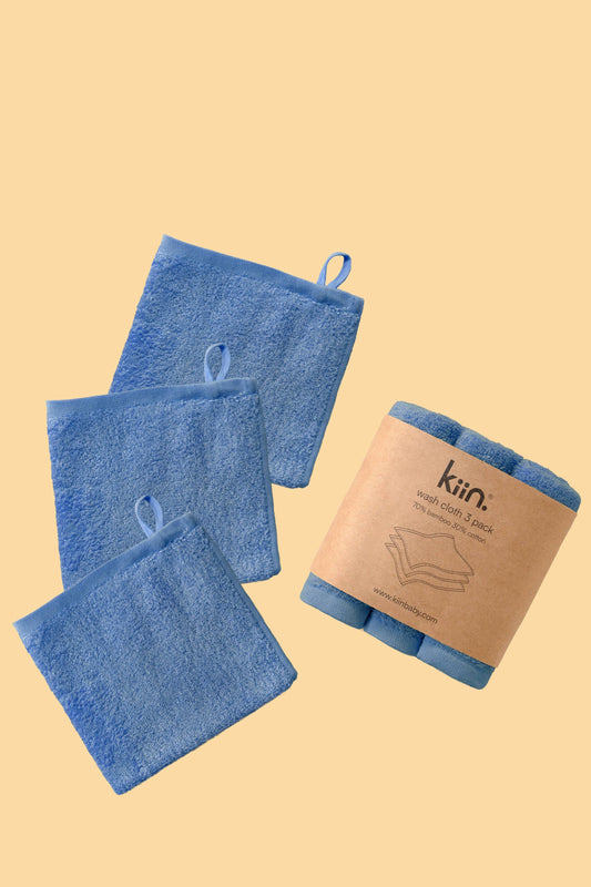 Kiin Wash Cloths 3 Pack Blue Shadow