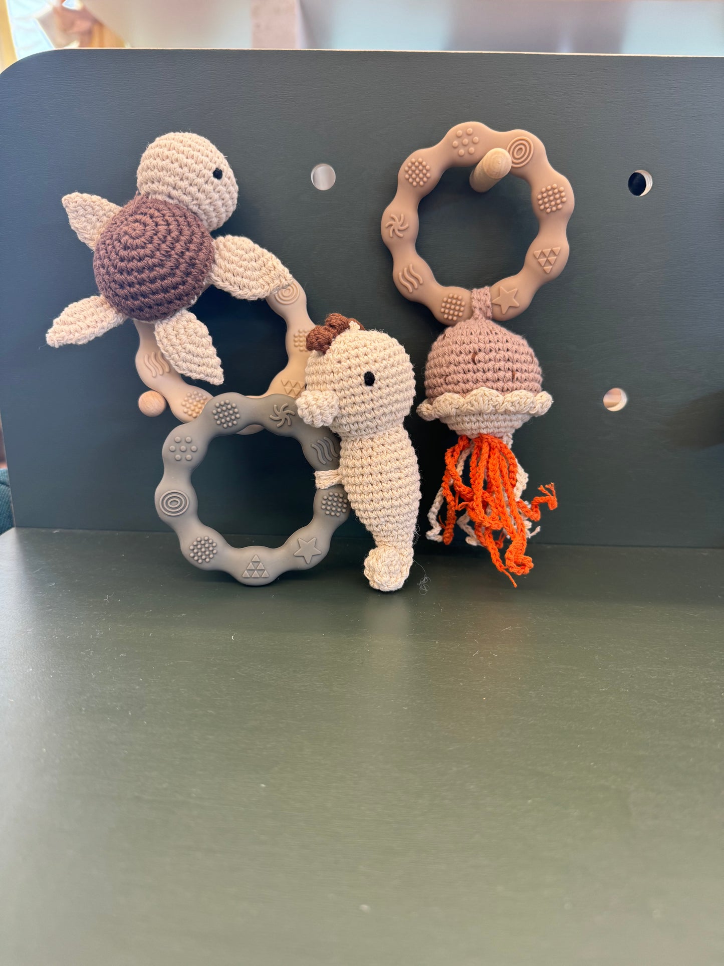 Teething ring rattle - Crochet sea animals