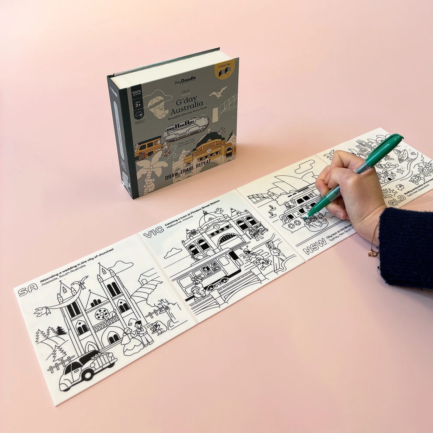 Hey Doodle G’day Australia Reusable Silicon Story Book