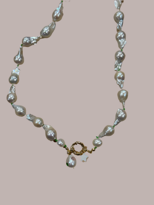 Baroque Pearl Necklace + Neon Knots + Charms | 45cm