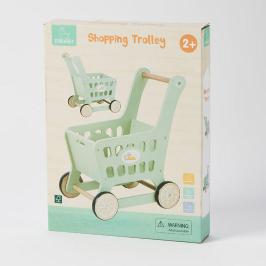 Wooden shopping trolley