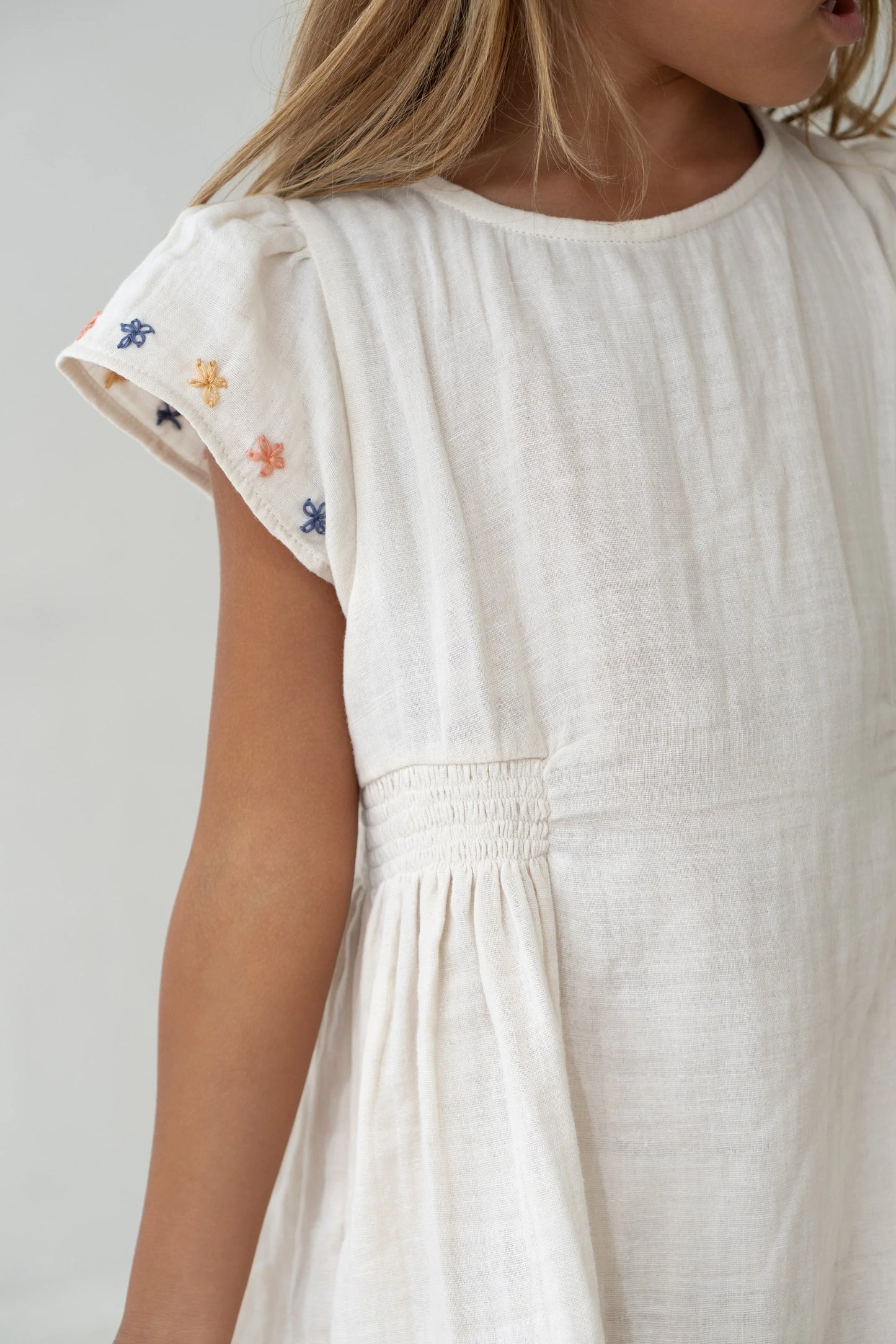 Blossom Dress - Natural Embroidery