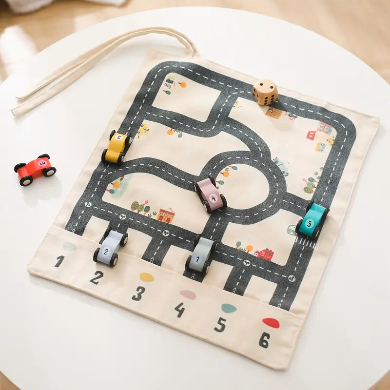 Wooden Car Set with Roll up Canvas