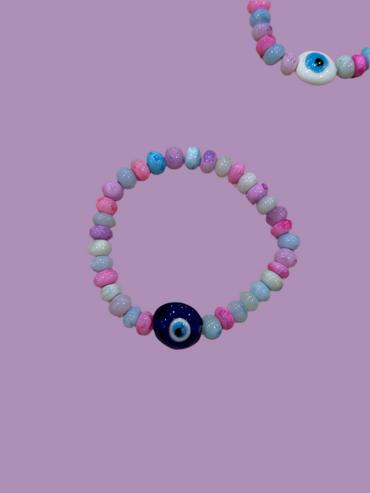 Candy Opal glass Bead + Evil eye Bracelet