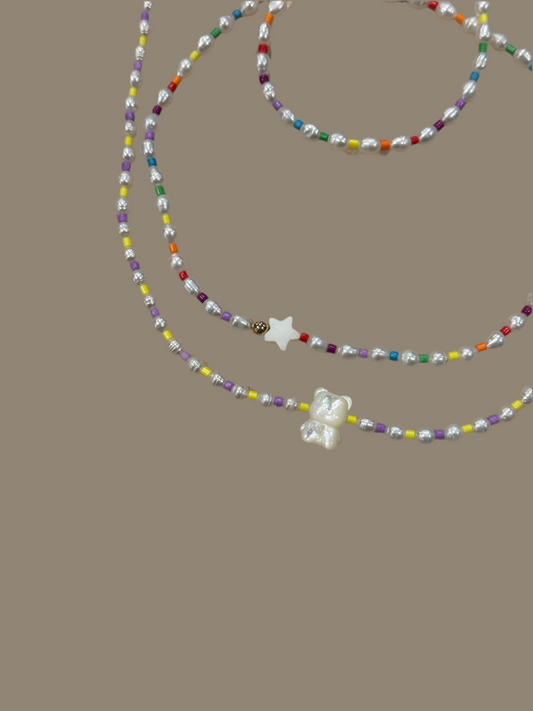 Candy Pearl Necklaces With Charm | Stretch Cord
