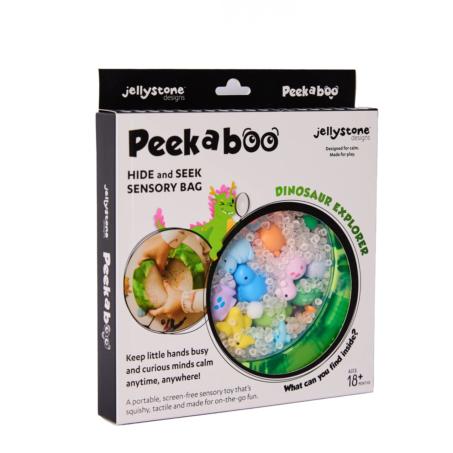 Peekaboo hide and seek sensory bag Dinosaur explorer