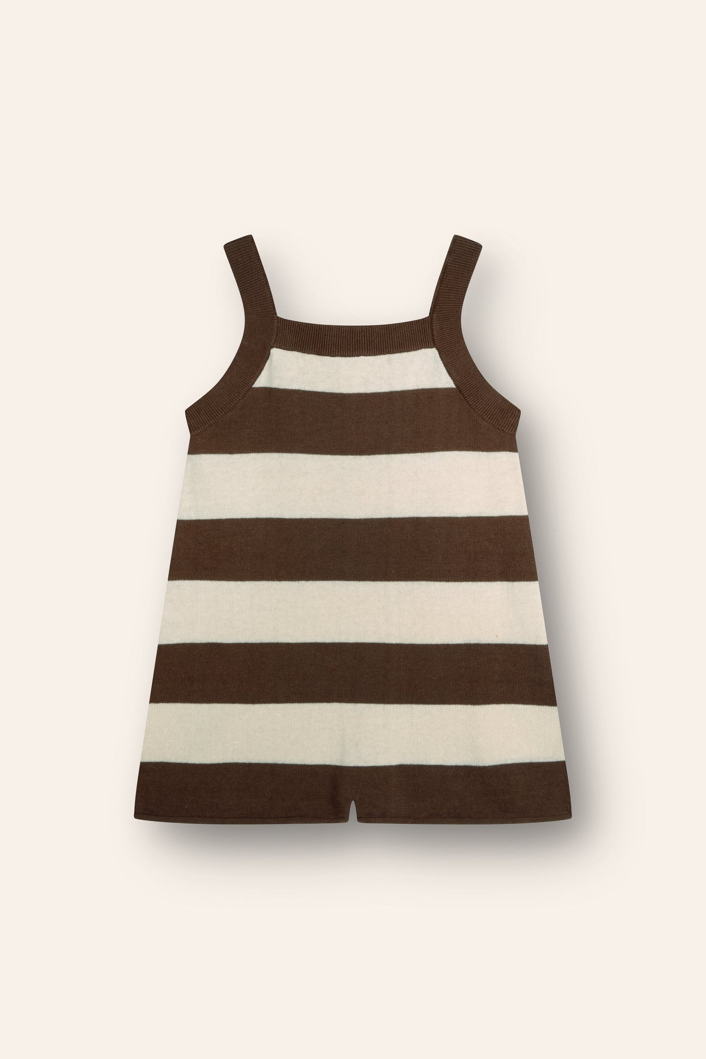 Lightweight Knit Romper | Choc Stripe
