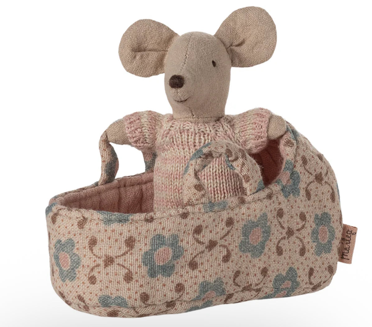 Maileg Baby Mouse in Carry Cot