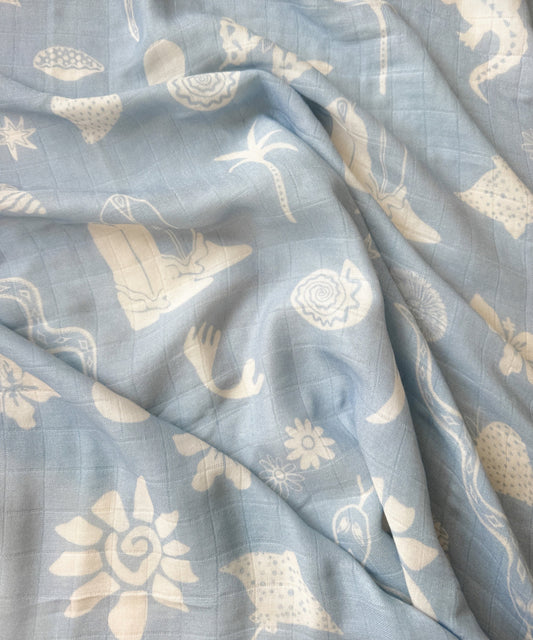 Milky Designs Wrap Bamboo Swaddle Desert Snake Blue & White