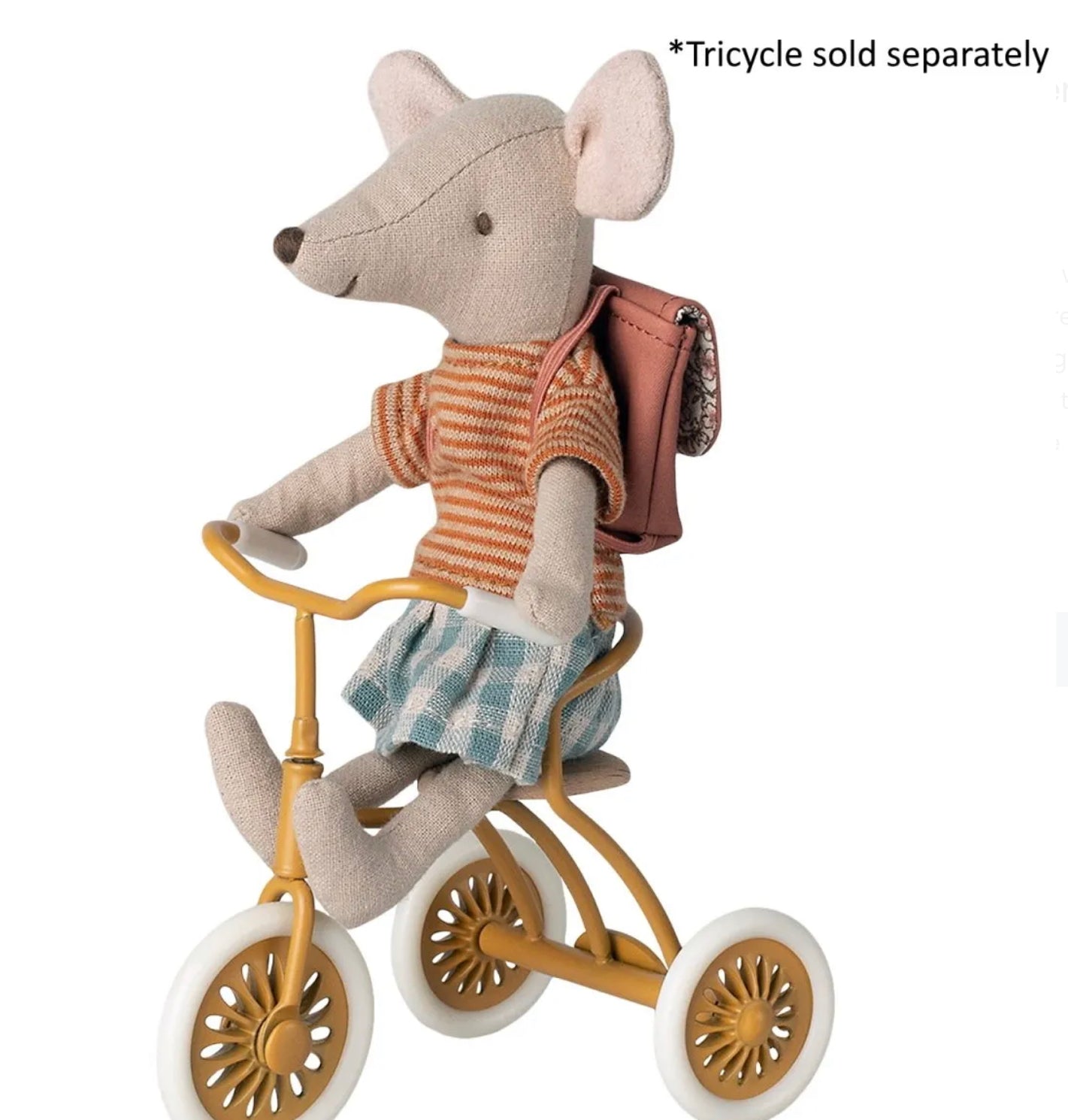 Maileg Tricycle Mouse Big Sister With Bag Rose