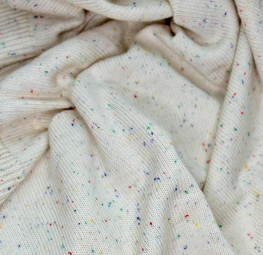 Organic cotton rainbow fleck knitted baby blanket