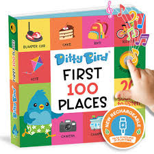 Ditty Bird First 100 Places USBC Rechargable Book