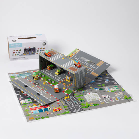 Jiggle and Giggle Fold out Garage and 18 Vehicles Set