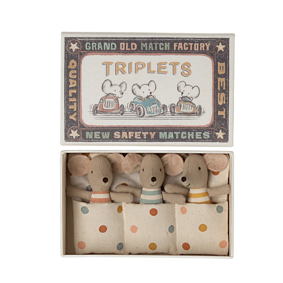 Maileg Triplets Baby Mice in Matchbox